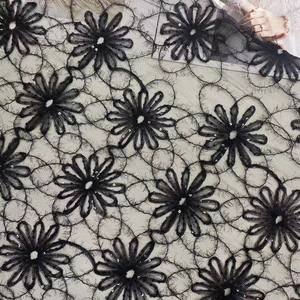 Usine directe nouveau Sequin perlé <span class=keywords><strong>Crochet</strong></span> maille broderie dentelle tissu noir soie bégonia fleur accessoires non tissés - Product Image 3