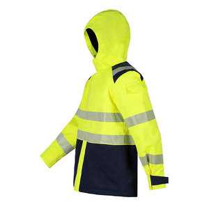 Chaqueta de Trabajo de Alta Visibilidad con Capucha y Franjas Reflectantes para Fábrica, Taller, Ropa de Seguridad, Material de Algodón, Color Azul Marino - Product Image 3