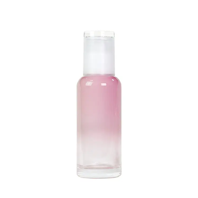 Fábrica de China Últimas botellas de cuidado de la piel de color rosa al vacío con gradiente de color personalizado embalaje 100mL botella de bomba de loción Con envío rápido