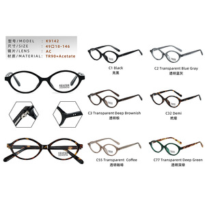 Gafas Ópticas Ovaladas de Moda TR90+Acetato con Protección Anti-Luz Azul Opcional, Colores de Montura Negro, Gris y Verde - Product Image 3