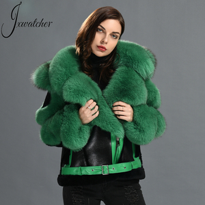 Abrigo de Piel de Oveja con Cinturón de Cuero Genuino y Cuello de Piel de Zorro Real, Diseño Nuevo de Invierno, para Mujer - Product Image 2