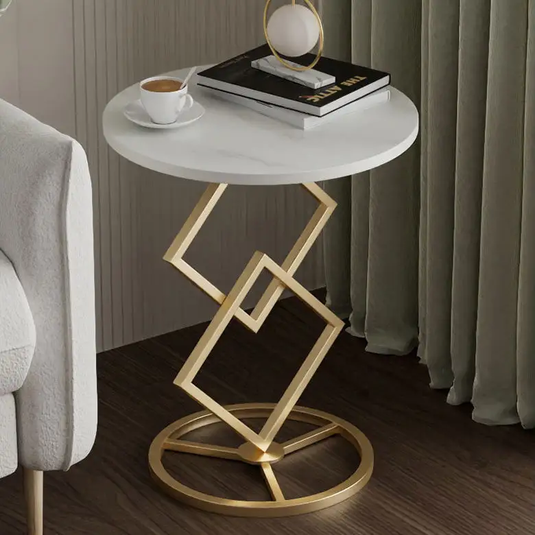 Yeni mermer yan masa Nordic kanepe balkon oturma odası mobilya meşe kahve yatak başucu altın Metal Modern yan uç Accent masa