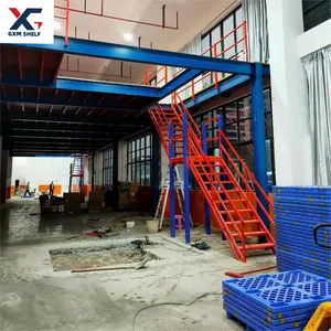 V8600 rak lantai platform mezzanine industri tugas berat rak lantai loteng ganda gudang mezzanine rak platform