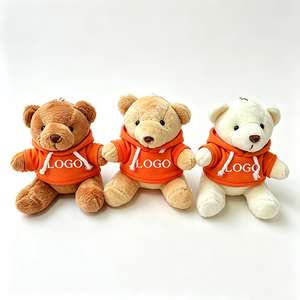 Portachiavi in Peluche a Forma di <span class=keywords><strong>Orsetto</strong></span> <span class=keywords><strong>con</strong></span> Logo Personalizzato Ricamato, in Cotone PP, Antistress, <span class=keywords><strong>con</strong></span> Cappuccio e T-shirt, Mini Ciondolo Imbottito di Alta Qualità - Product Image 1