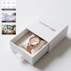 Boîte d'emballage de luxe pour montre femme de haute qualité avec insert en mousse, logo personnalisé, tiroir coulissant, boîte cadeau pour présentation en magasin - Product Image 1
