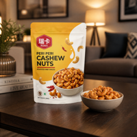 Op maat gemaakte aluminiumfolie Mylar ziplock staande pouch voor cashewnoten snackverpakking, matte frosted pouch, hersluitbaar