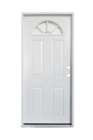 Porte extérieure en acier blanc apprêté de haute qualité avec vitrage, vente directe d'usine Fangda