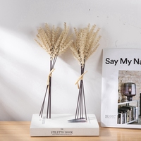 YC1091 Bunch Gandum Buatan Plastik Beige Tinggi Keseluruhan 34Cm Grosir Bunga Hias dan Tanaman