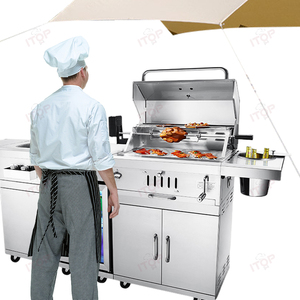 Barbecue au charbon de bois robuste pour cuisine extérieure, portable avec réfrigérateur, idéal pour les journées en famille et les fêtes - Modèle IT-7018 (Barbecue à gaz inclus) - Product Image 6