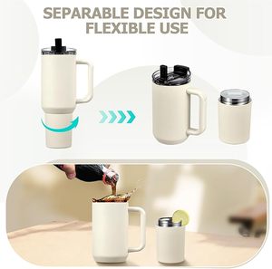 Mug de voyage isotherme 30oz pour <span class=keywords><strong>café</strong></span> glacé avec couvercle breveté, bouteille d'eau réutilisable en acier inoxydable avec poignée et paille - Product Image 4