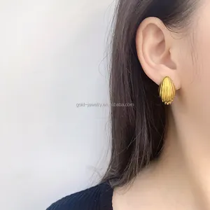 Pendientes de oro de 18 quilates chapados en latón Pendiente de aro de estilo bohemio en forma de semilla de melón personalizada