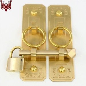 กลอนประตูทองเหลืองสไตล์จีนพร้อมวงแหวนกลม ติดตั้งง่ายสำหรับประตูไม้ - Product Image 4