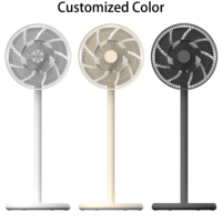 Ventilateur sur pied DC sans balais RUNAL 12 pouces T4 en plastique blanc avec télécommande, alimenté par batterie rechargeable pour usage domestique