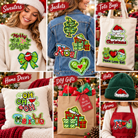 Lot de patchs de Noël en gros, motifs Joyeux Noël, Cœur, Cloche, Canne en sucre, à coudre ou thermocollants, pour artisanat, cadeaux et décoration