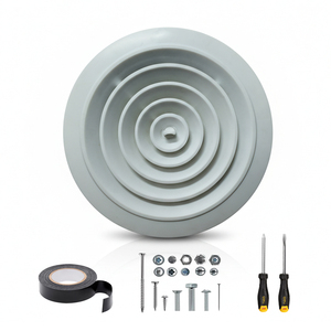 Diffusore a soffitto rotondo per condotti a spirale, per ventilazione e <span class=keywords><strong>aria</strong></span> <span class=keywords><strong>condizionata</strong></span>, in alluminio, con serranda regolabile per la copertura della presa d'<span class=keywords><strong>aria</strong></span> - Product Image 1