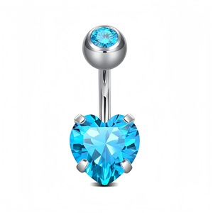 G23 <b>Titanium</b> Heart Shape Belly Button <b>Stud</b> Prong Setting Navel Ornament Women's Fashion Piercing Jewelry - Product Image 4