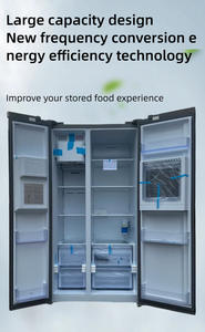 Réfrigérateur Américain Sans Givre Acier Inoxydable 606L Côté-à-Côté avec Machine à Glaçons Électrique et Distributeur d'Eau, Prise Royaume-Uni pour Hôtels - Product Image 4
