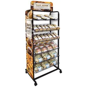 קמעונאות מאפייה 6 Tier מתכת Merchandiser לחם ריצוף תצוגת עוגת מדף אחסון מדפים לעמוד