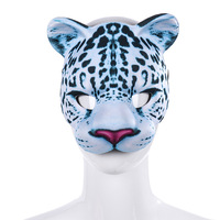 Masque de Léopard des Neiges en EVA pour Halloween, Pâques, Carnaval, Soirée à Thème, Demi-Masque 18x20cm, Écologique, pour 18 ans et plus