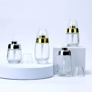 30ml 50ml 은 금 로션 펌프를 가진 호화스러운 화장용 기초 혈청 유리병