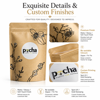 Pochette personnalisée en papier kraft blanc/marron avec fenêtre, thermoscellable, anti-odeur, logo personnalisé pour l'emballage du thé
