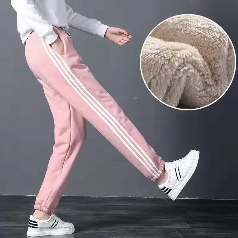 Female Sport Sweatpants Workout Fleece Trousers Running Jogger Solid Thick Warm Harem Pants winter clothes for women 2022