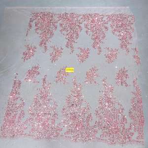 فاخر وردي 3d زهور زهرية على شبكة فستان سهرة حفلة موسيقية فستان زفاف Quinceanera ثوب بلينغ التل اللامع - Product Image 1