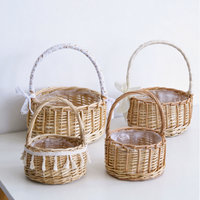 Panier à fleurs en saule tressé à la main, panier portable pour arrangements floraux, panier cadeau en saule pour les festivals