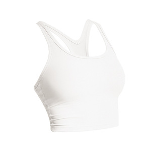 Wholesale Women Ribbed Racerback Yoga Crop Tanks Stretch Padded Athletic Sports <b>Bras</b> Light Support Fitness Pilates Activewear - Product Image 3