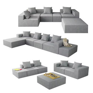 Customizable Nordic Light Luxury Fabric Canapé Living Room Furniture Modern Soft <b>Sponge</b> Modular Sectional Curved <b>Sofa</b> Set - Product Image 1
