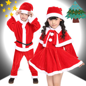 Children Christmas Costumes <b>Santa</b> Claus Outfits For Boys And Girls Performance Wear Red White Velvet Set - Product Image 4