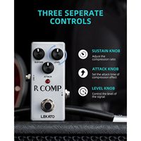 Педаль компрессора LEKATO Mini Analog для электрогитары и баса, FET-эффект, с функцией True Bypass, 9В, материал ABS