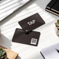 Etiqueta Mini RFID NFC de PVC Negro Mate Personalizada, Tarjeta Digital de Negocios/Membresía, Pago con Código QR para Hoteles, Compartir Instantáneamente en Redes Sociales