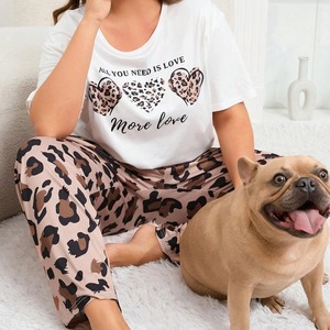 <span class=keywords><strong>Pigiama</strong></span> liscio di <span class=keywords><strong>grandi</strong></span> dimensioni per le donne, Casual, largo e comodo, può essere indossato come capispalla, abbigliamento per la casa con stampa leopardata - Product Image 3