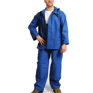 Chubasquero de poliéster impermeable personalizado barato, <span class=keywords><strong>traje</strong></span> de lluvia de pescador para pesca, trabajo, senderismo, incluyendo chaqueta y pantalones con pechera - Product Image 2