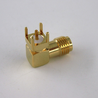 Connecteur coaxial RF SMA femelle à angle droit pour montage sur circuit imprimé