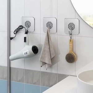 Hot Selling Plastic Transparent Strong Self Adhesive Eco-Friendly <b>Hooks</b> <b>Key</b> Storage Hanger <b>for</b> Kitchen Bathroom Door <b>Wall</b> - Product Image 4