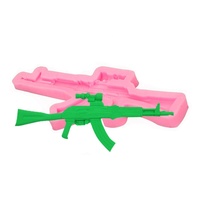 Moule en silicone pour décoration de gâteau en fondant DIY, forme irrégulière 3D, motif rétro classique de pistolet mitrailleur russe, couleurs vives