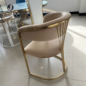 Hot Brown Velvet Modern Luxury Gold Fauteuil en acier inoxydable Chaises de salle à manger est une chaise de salle à manger <span class=keywords><strong>Narra</strong></span> Chaises de salle à manger Velur - Product Image 4