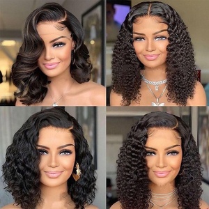 Parrucche BOB Corte <span class=keywords><strong>con</strong></span> Frangia in <span class=keywords><strong>Capelli</strong></span> Indiani e Peruviani Grezzi, Parrucche Frontali HD 13*6 <span class=keywords><strong>con</strong></span> Chiusura in Pizzo Senza Colla per Donne di Colore - Product Image 4