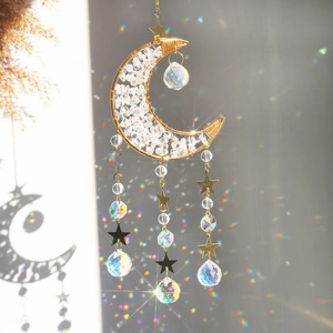 Atrapasoles Colgante al por Mayor, Atrapasoles de Cristal de Luna, Atrapasoles de Cuarzo Transparente con Forma de Luna y Sol para Decoración - Product Image 1
