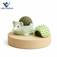 Jouet pour chat en forme d'ormeau à la menthe verte, base amovible, coque à picots, balle à lécher à la menthe compressée 50g