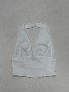 Sexy European Lace V Neck Backless Halter Tank Top Slim Fit Waist and Low Waist Mini Skirt Set for Women - Product Image 6