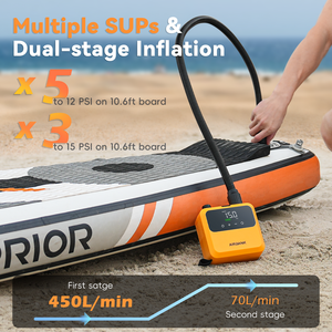 Pompe électrique pour paddle board 20 PSI rechargeable 4500 mAh, pompe <span class=keywords><strong>SUP</strong></span> à double étage de gonflage et dégonflage, adaptée pour <span class=keywords><strong>SUP</strong></span>, kayak, surf, kitesurf - Product Image 3