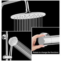 Colonne de douche murale réglable en acier inoxydable chromé moderne avec pommeau de douche pluie et ensemble de robinetterie eau chaude/froide