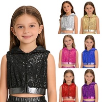 Traje de Baile para Niñas de 6 a 16 Años, Top Corto con Capucha para Práctica de Baile de Salón, Hip-Hop, Jazz, Ropa de Baile para Actuaciones, Clases de Baile, Espectáculos