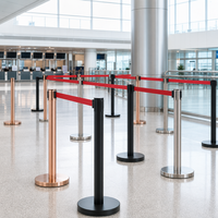 Poteau de guidage rétractable en acier inoxydable pour la gestion de foule et la gestion des files d'attente, idéal pour aéroports, hôtels, expositions et événements