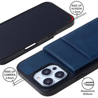 KINGSOUL Lüks Deri Kapaklı Cüzdan ve Kartlık, TPU+PC+Deri Darbeye Dayanıklı Cep Telefonu Kılıfları 14/15 Pro Max için (Ins Tarzı)