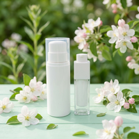 Flacon pompe sans air carré en PP blanc de 50 ml et 100 ml pour sérum de soin de la peau et crème pour le visage, contenants d'emballage cosmétique