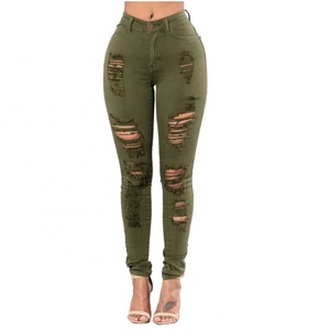 Pantalon en jean skinny déchiré sexy pour femme, coupe longue, grande élasticité, coloré - Product Image 3